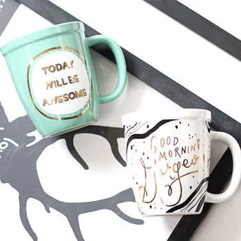 

Coffee Cup Spot High-Grade Foreign Trade European Golden Flower Ceramic Mug