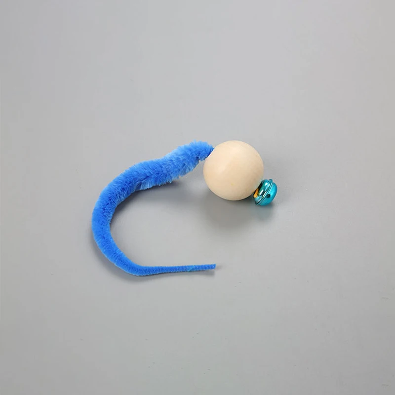 New Cat Toy Wooden Beads Snake Tail Colorful Caterpillar Wooden Beads (random color)
