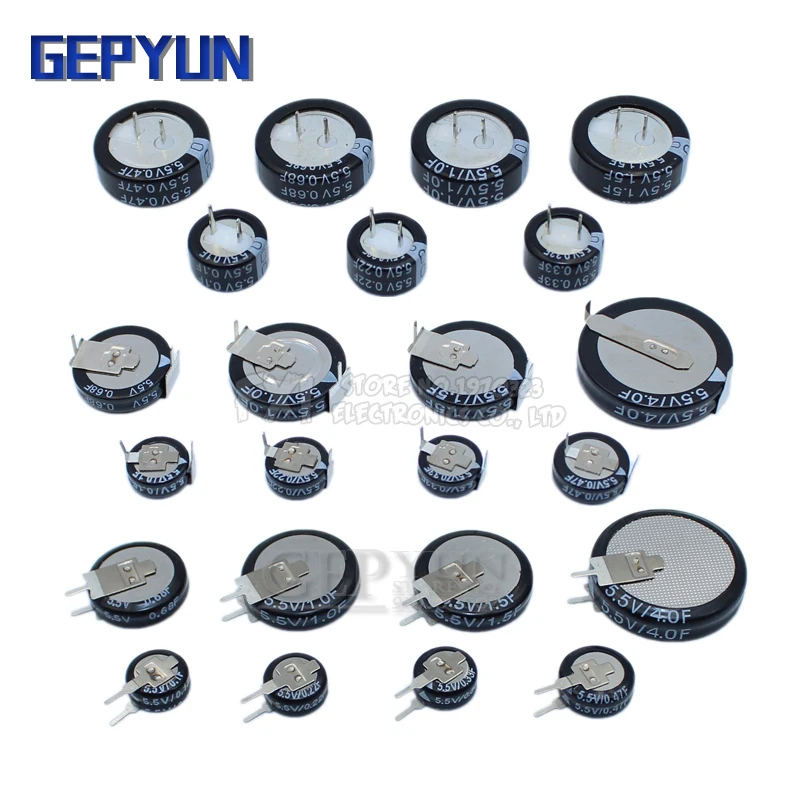 5.5V Super Condensatore 0.1F 0.22F 0.33F 0.47F 1F 1.5F 4.0F V-Type C-Type H-Type Button Farad Condensatore Gepyun