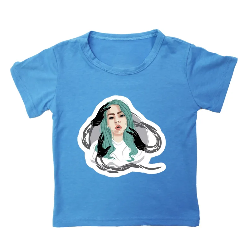 12 Billie Eilish/детская футболка для детей Летний хлопковый топ с короткими рукавами и принтом для маленьких детей - Цвет: 12
