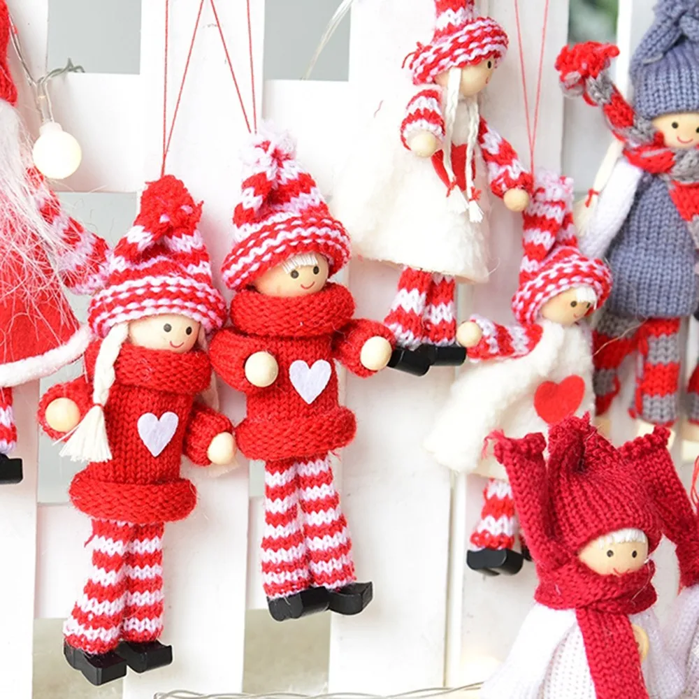 

Fashion Christmas Small Doll Ornaments Christmas Wool Felt Pendant Xmas Tree Hanging Decoration Festive Party Supplies