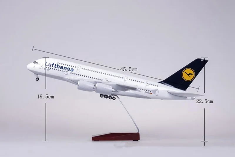 50,5 см модель самолета 1/160 масштаб Airbus A380 Lufthansa авиационная база с колесо с подсветкой литая под давлением пластиковая Смола самолет для сбора