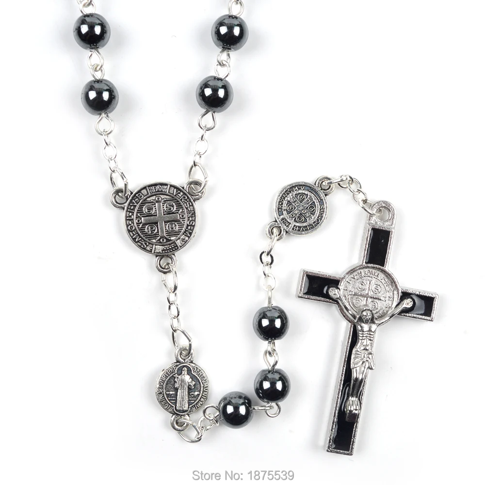 Четки из гематита чистый Бенедикт|saint benedict|rosary beadsrosary saints |