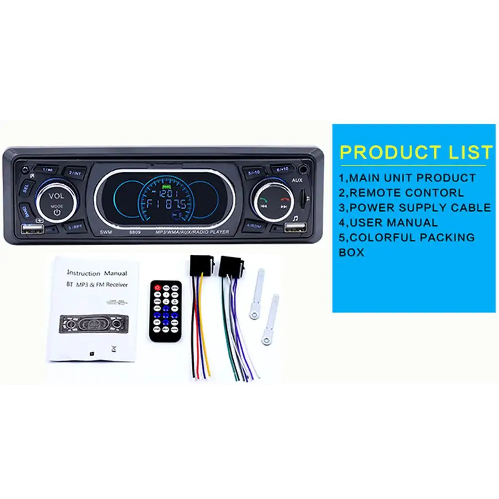 Dragonpad стерео аудио 8809 пульт дистанционного управления mp3-плеер 1 Din AUX/TF/USB Bluetooth fm-радио автомобильный mp3-плеер
