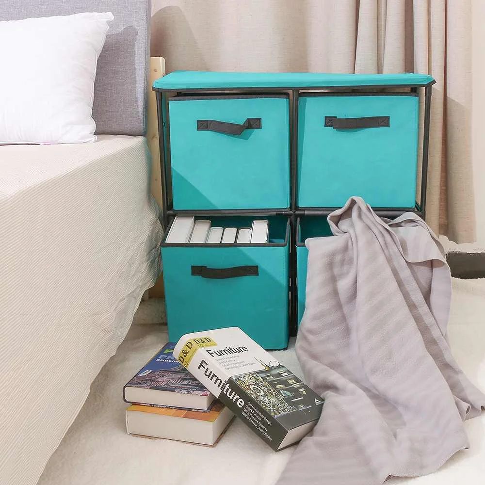 

Multi-purpose Non-woven Cloth Storage Box for Book Toys Portable Folding Dustproof Waterproof Clothing Storage Cabinet Furniture