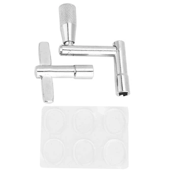 

Three-Piece Set Drum Tool, 6Pcs Transparent Silicone Drum Mute Pad, Key Drum Wrench and Z-Shaped Drum Wrench
