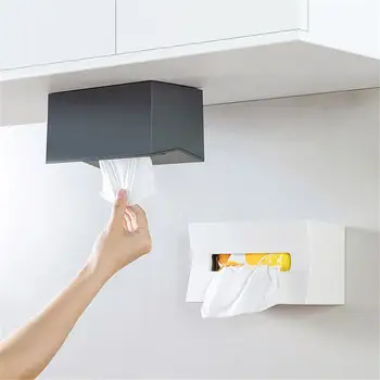 

Wall Mounted Multifunction Desk Tray Bathroom Paper Towel Storage Box Plastic Napkin Container Towel Organizer