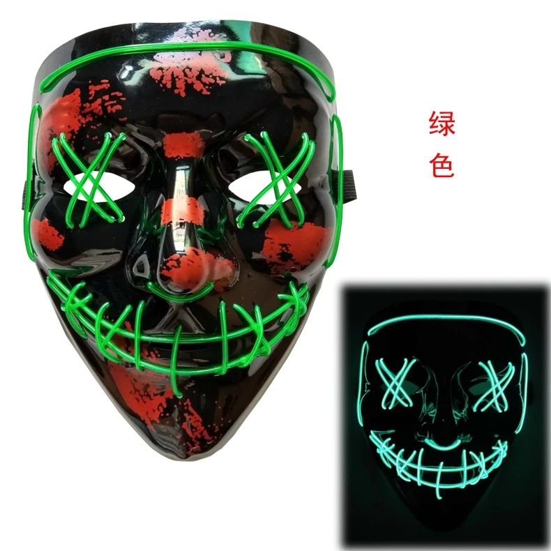 Green Маска для Хэллоуина, светодиодный костюм для туши, DJ Light Up, Вечерние Маски, очистка, выбор, смешные маски, косплей, неоновая маска, легкая Балаклава - Цвет: Green