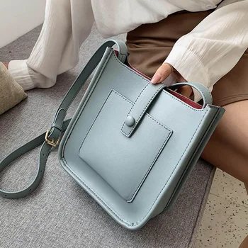 

New Arrival 2020 Spring New Style Bag Large Capacity Textured Full Shoulder Simple Versatile Solid Color Bucket Bag
