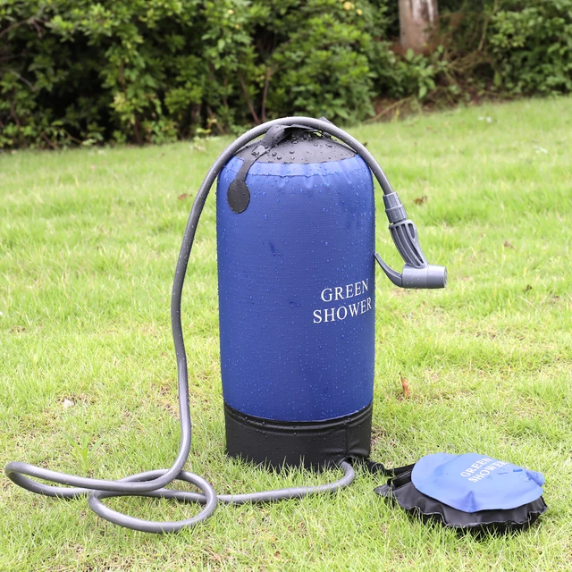Pvc pressure shower bag with foot pump lightweight inflatable shower pressure shower water bag for outdoors camping bathing