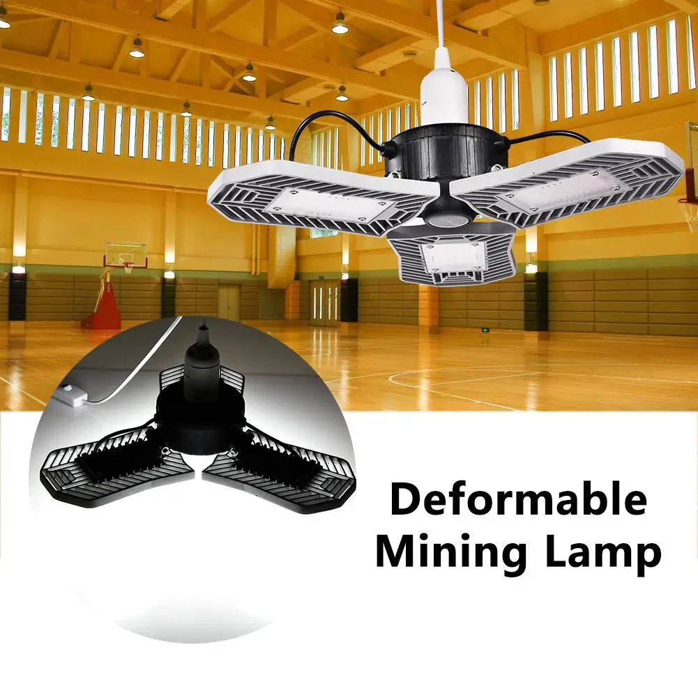 

85-265V 80W LED Garage Lights E26/E27 216LED Deformable Ceiling Lights Industrial Workshop Warehouse Garage Light Mining Lamp