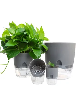 

New 2PCS Nordic Automatic Self Watering Plants Pot Double Layer Hydroponics Irrigation for Home Decoration Gardening Flower Pots