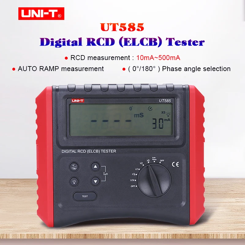 

UNI-T UT585 UT586 Digital RCD (ELCB) Tester;leakage protection switch tester AUTO RAMP/Connections check/Lock measure/Data hold