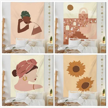 

New Nordic Illustrations Tapestry Art Bohemian Wall Hanging Bohemian Printed Home Decoration Bedspread Wall Tapestry