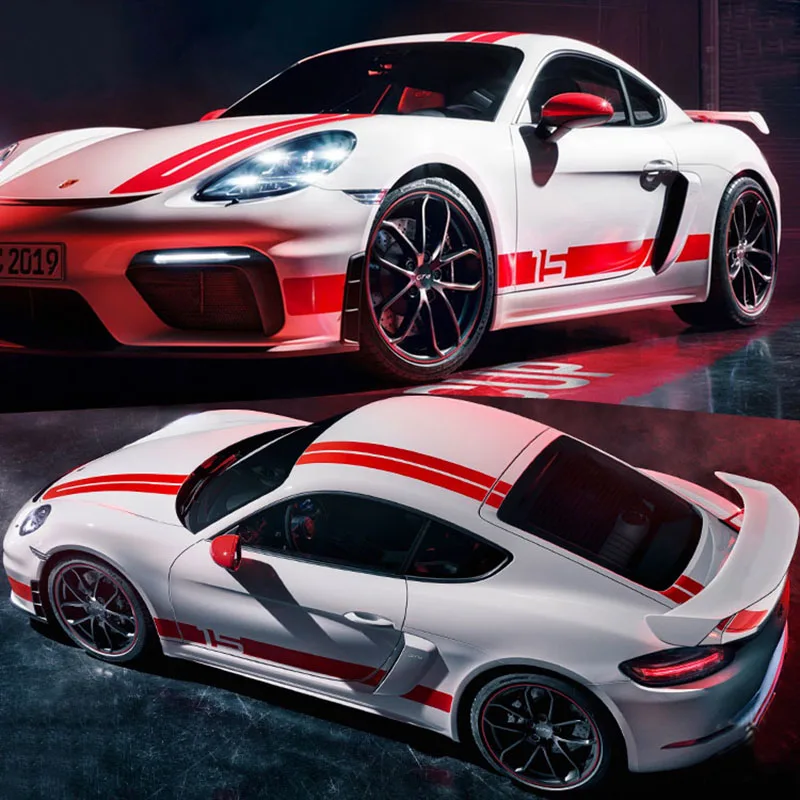 Auto Aufkleber Kit für Porsche 718 Cayman T Boxster T Körper Sport Racing  Stripes Decals Tuning Auto Zubehör