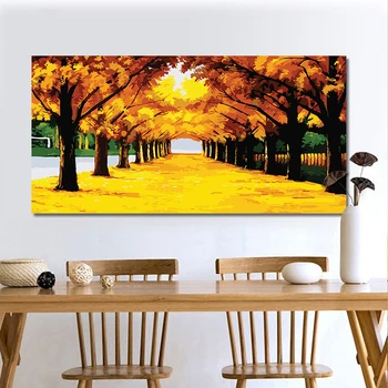 

60x120cm Golden Autumn Scene DIY Painting By Numbers Large Size Acrylic Paint On Canvas Modern Wall Art Home Decors