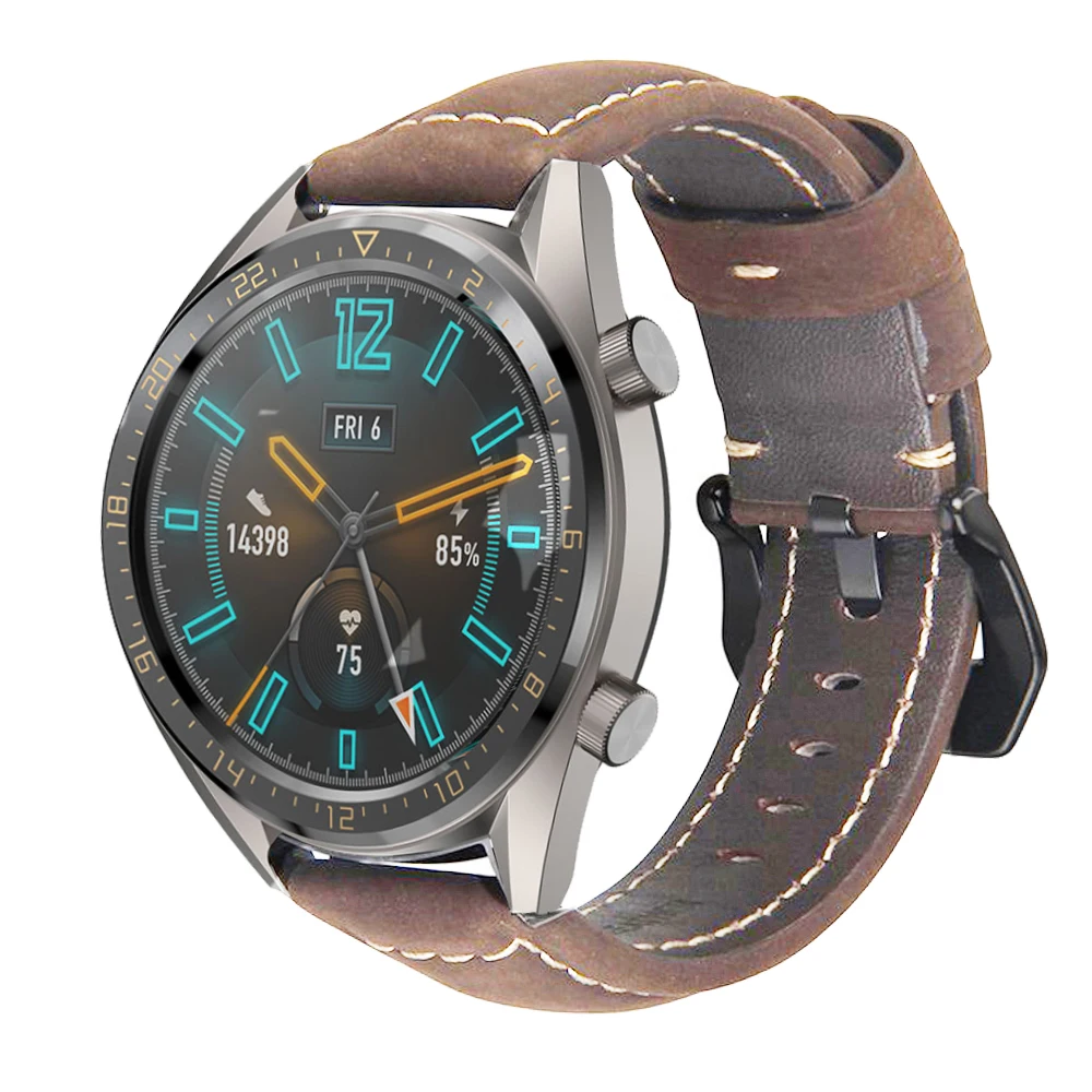 22mm Leather Watchband Strap for Huawei Watch GT /GT 2 46MM Smart Watch Wristband For Samsung Gear S3 Galaxy Watch 46mm Band