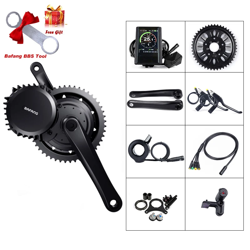 Sale Mid Drive Motor 48V 1000W 120mm Bafang 8Fun BBS03 BBSHD Electric Bike Conversion Kit 42T 44T 46T with 6V LED Light Gift 0