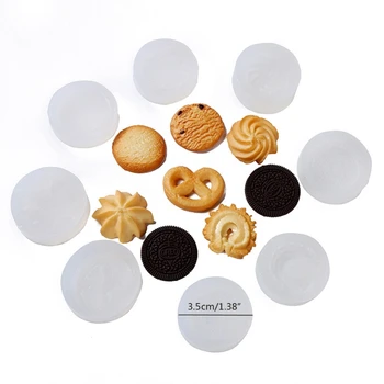 

8Pcs Macaron Chocolate Cookie Fondant Silicone Molds Cookie Pendant Resin Molds R2LE