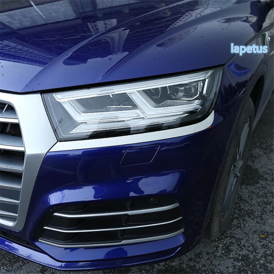 

Lapetus Front Head Lights Lamp Eyelid Eyebrow Strip Decoration Frame Cover Trim Fit For Audi Q5 2017 2018 2019 Stainless Steel
