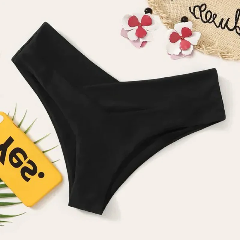 Black Bikini Panty For Women Swim Bottom Sexy Low Waist Bikini Bottom