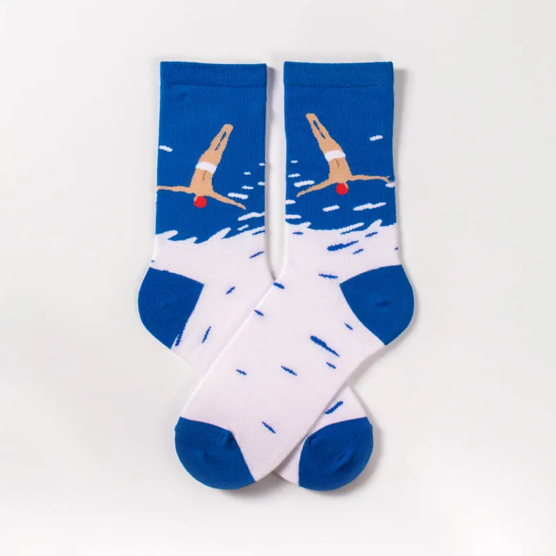 Харадзюку, Япония, забавные носки, искусство, оригинальная индивидуальность, пляжные милые носки, для женщин, счастливые, наслаждайтесь творческими дивертиями, Skarpetki Crew Sokken - Цвет: 2