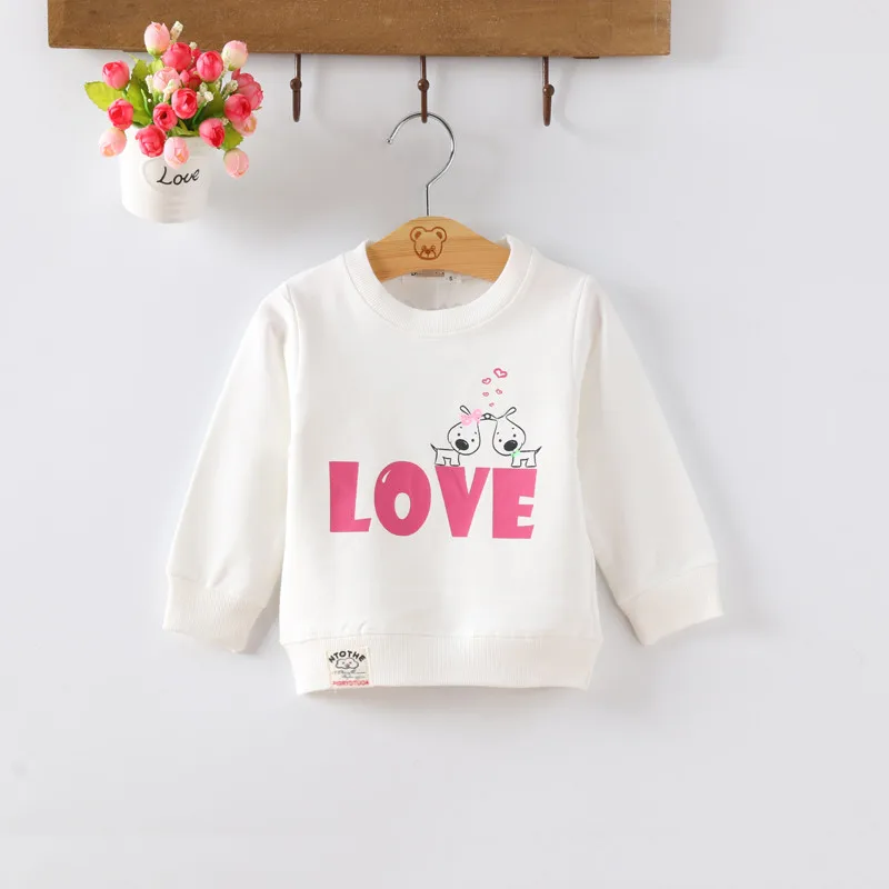 Весенне-Осенние футболки для маленьких девочек осенние хлопковые зимние утолщенные рубашки с длинными рукавами для детей от 65 до 90 см, G129 - Цвет: white