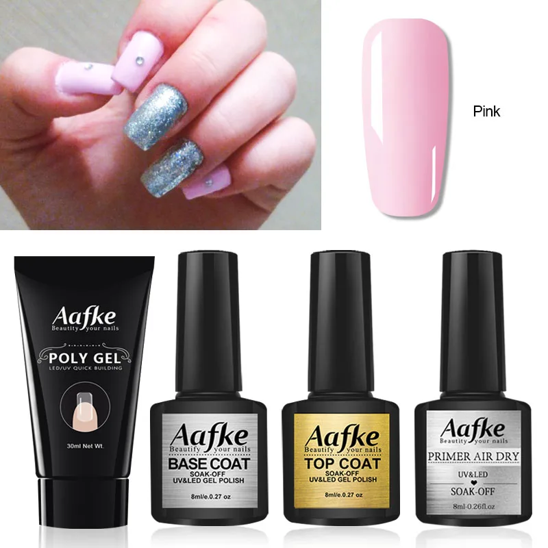 

4pcs/Kit Nail Extension Poly Gel Set With Fast Air Dry Base Coat Top Coat Polygel Builder Gel For Manicure Extension ZJJ3097