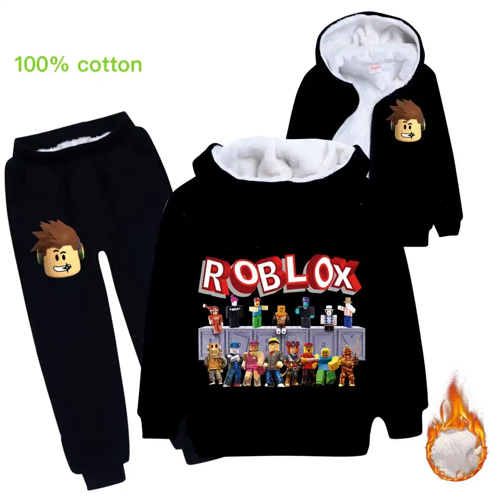 Child Baby Boy Clothes Cotton Warm Suit Girl Cartoon Roblox Plus Velvet Thick Hooded Sweater Baby Casual Sports Sweater Aliexpress - thick girl roblox