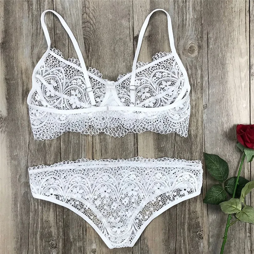 Lace Sexy Erotic Lingerie Set Wireless Bra Panty Underwear Set S-XL Solid Lingerie Soutien Gorge Sexy Erotique 30OCT2310