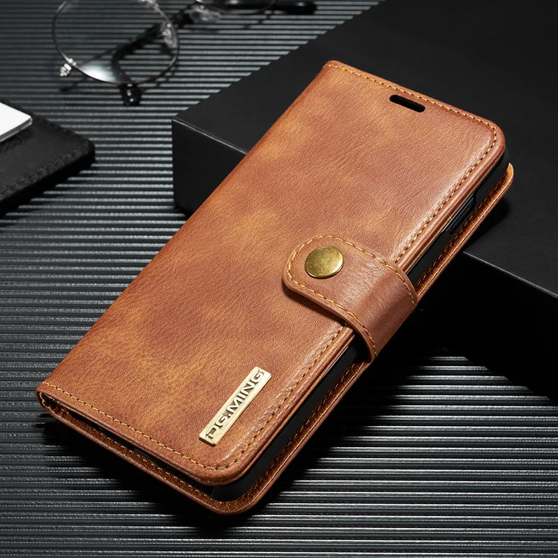 DG. Ming Роскошный кожаный чехол-бумажник для samsung S8, S9, S10, E, A6, A8 Plus, A7, A9,, A50, подставка, откидная крышка для Galaxy Note 10+ 9, 8 - Цвет: Коричневый