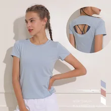 Cut Out Фитнес Топы футболкой с коротким рукавом, футболка Лучшие сеточные с коротким рукавом Одежда для фитнеса, йоги Свободная блузка спортивные футболки гимнастическая майка для йоги, под заказ