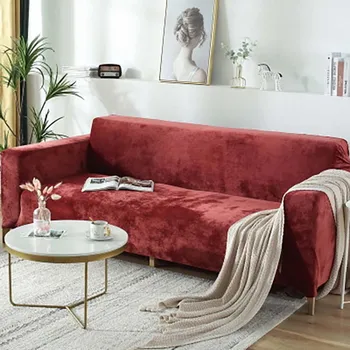 

New Thicken Plush Stretch Sofa Cover Solid color Soft All-inclusive Elastic Slipcover for 1/2/3/4 Seater Couch Protection Case
