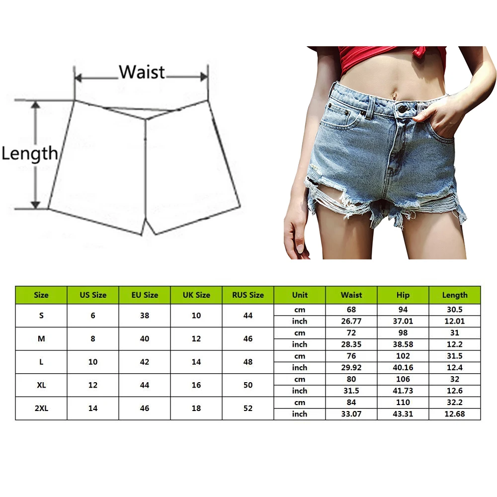 LOOZYKIT Summer Denim Short Jeans Women High Waist Hole Ripped Shorts Fashion Casual Slim Plus Size Denim Shorts Female