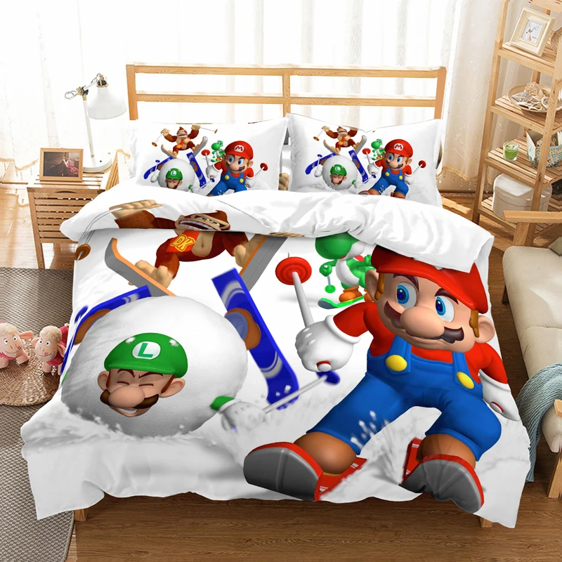 Комплект постельного белья с героями мультфильма «Super Mario Bros», пододеяльники, наволочки, декоративные одеяла для детской комнаты, комплекты постельного белья, постельное белье