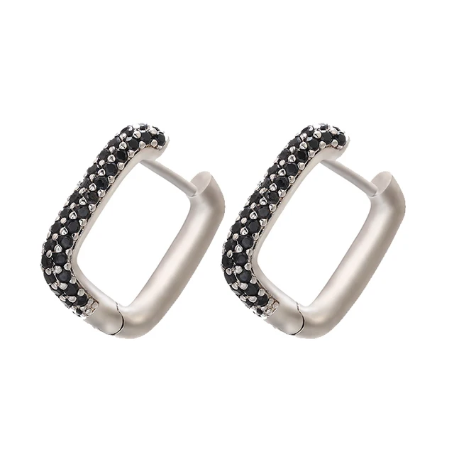 ZHUKOU NEW Hoop earrings gold/silver color small hoop earrings crystal women rainbow earrings Fashion jewelry wholesale VE144 silver black