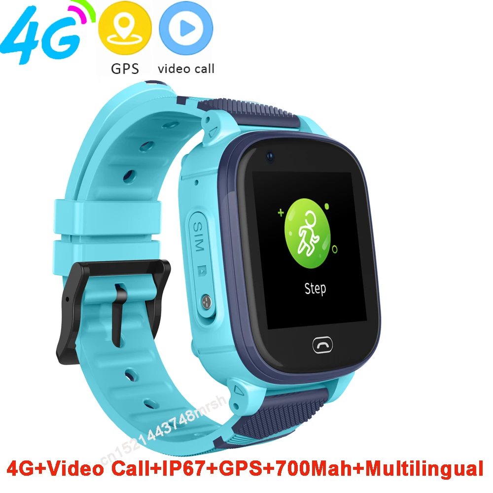 Детские умные часы A60, 4G, видеозвонок, gps, умные часы, детские часы, IP67, водонепроницаемые, SOS, gps, Wifi, умные часы для детей VS Q50, Q90 - Цвет: blue with box