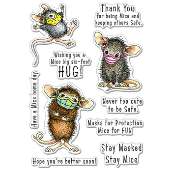 

Stay Masked Mice To Be Safe Transparent Clear Stamps Silicone Seals 2020 New Stamp for DIY Scrapbooking Paper Craft Card Making