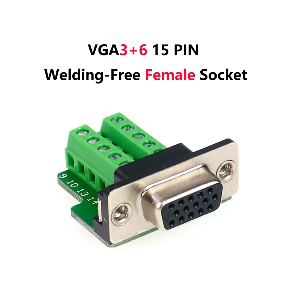 VGA без сварки штекер гнездо 3 ряда 15 Pin VGA 3+ 6/3+ 9 последовательный порт Разъем DB15 D-Sub 15 аудио-видео адаптеры - Цвет: VGA3 6 Female