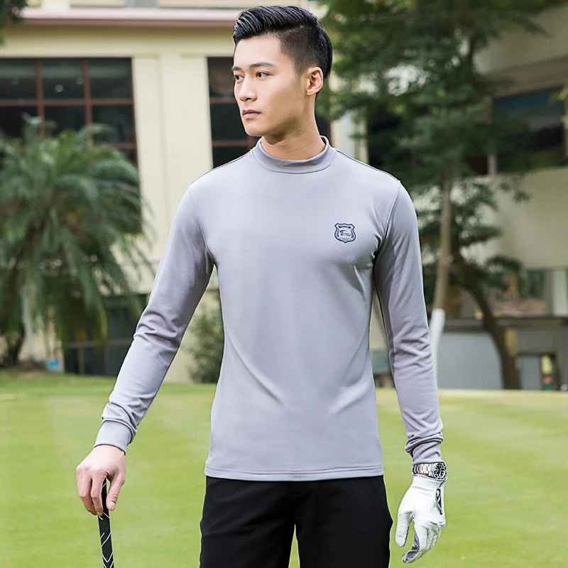 Pgm Men's Golf T-Shirt Long-Sleeved Elastic Warm Golf Bottoming Shirt Autumn Winter Thicken Slim Golf Tops Sportswear