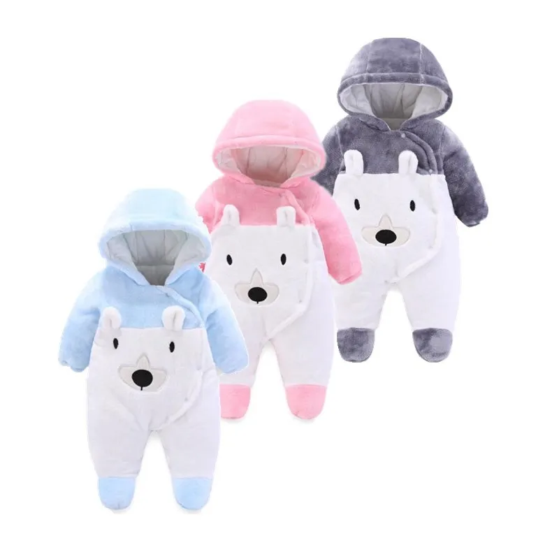 

Baby Girls Clothes Newborn Winter New Hooded Baby Rompers Home Wear Pajamas Baby Boy Romper Outwear 3m-12m Infant Baby Jumpsuit