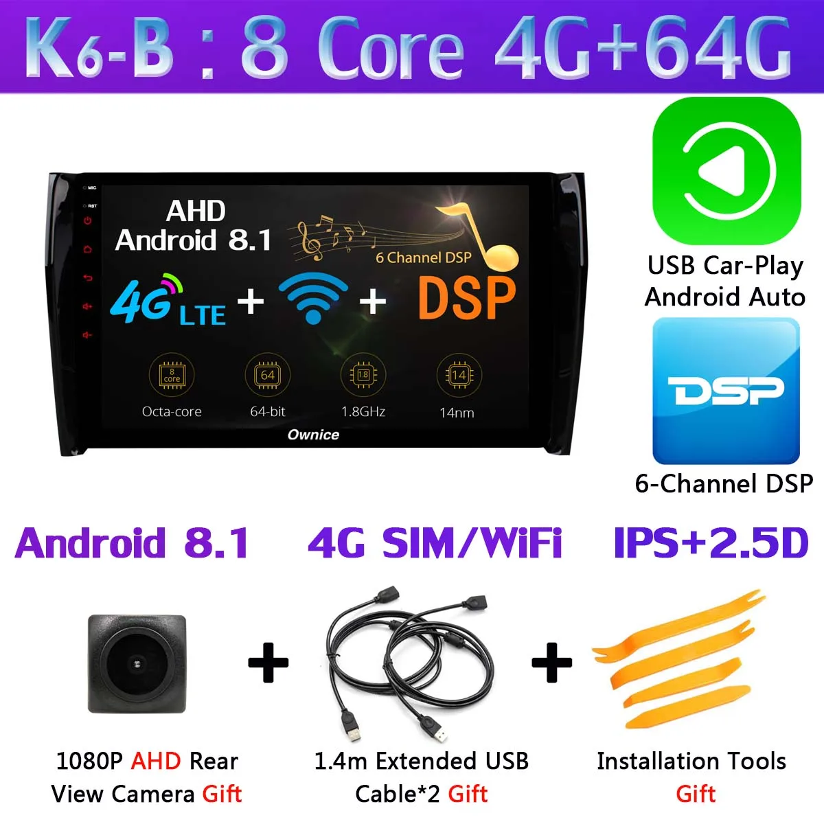 360 ° панорамный 4* камера 4G LTE Android 9,0 4+ 64G Автомобильный плеер для Skoda Kodiaq gps Радио DSP CarPlay - Цвет: K6-B-CarPlay