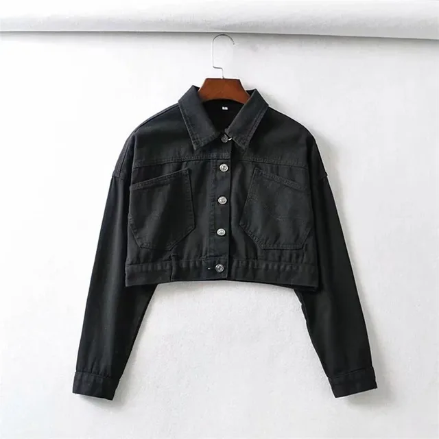 black short sleeve jean jacket