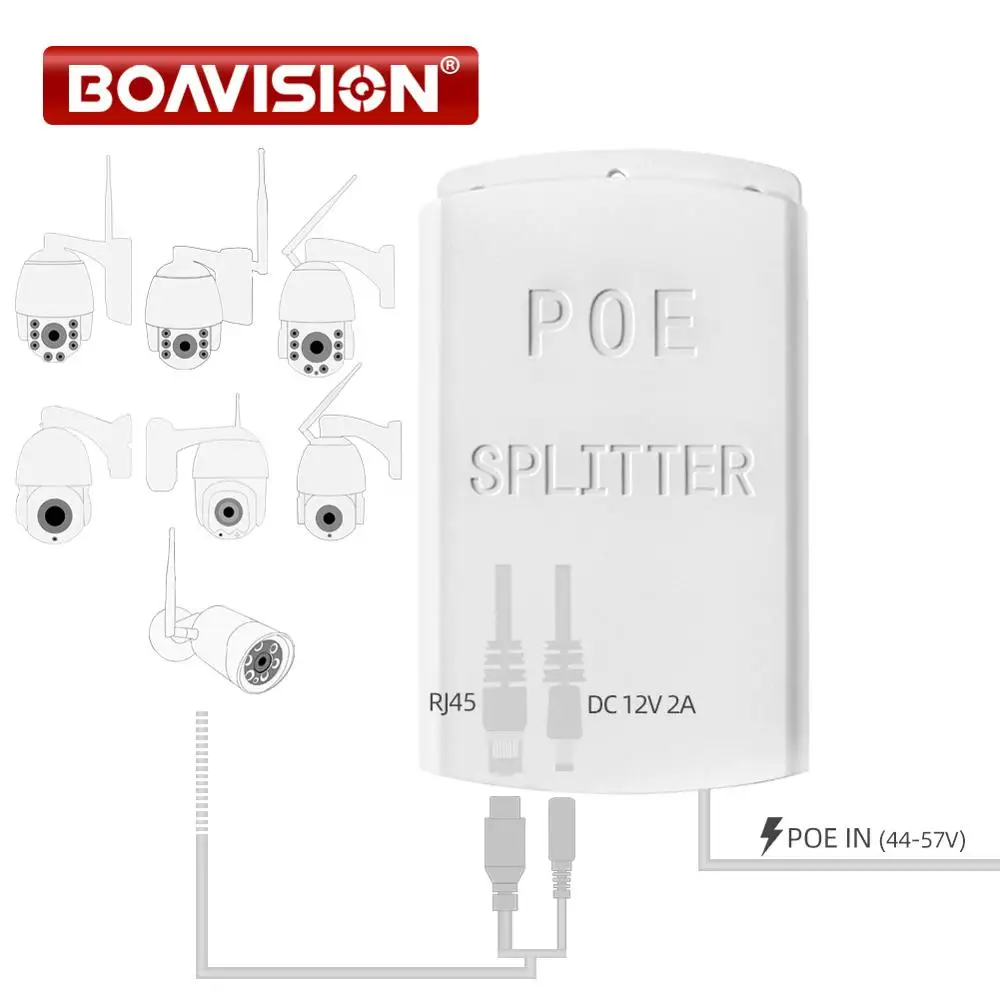 POE DC 48V To 12V 2A PoE сплиттер анти-помех 30W кабель адаптер Питание модуль
