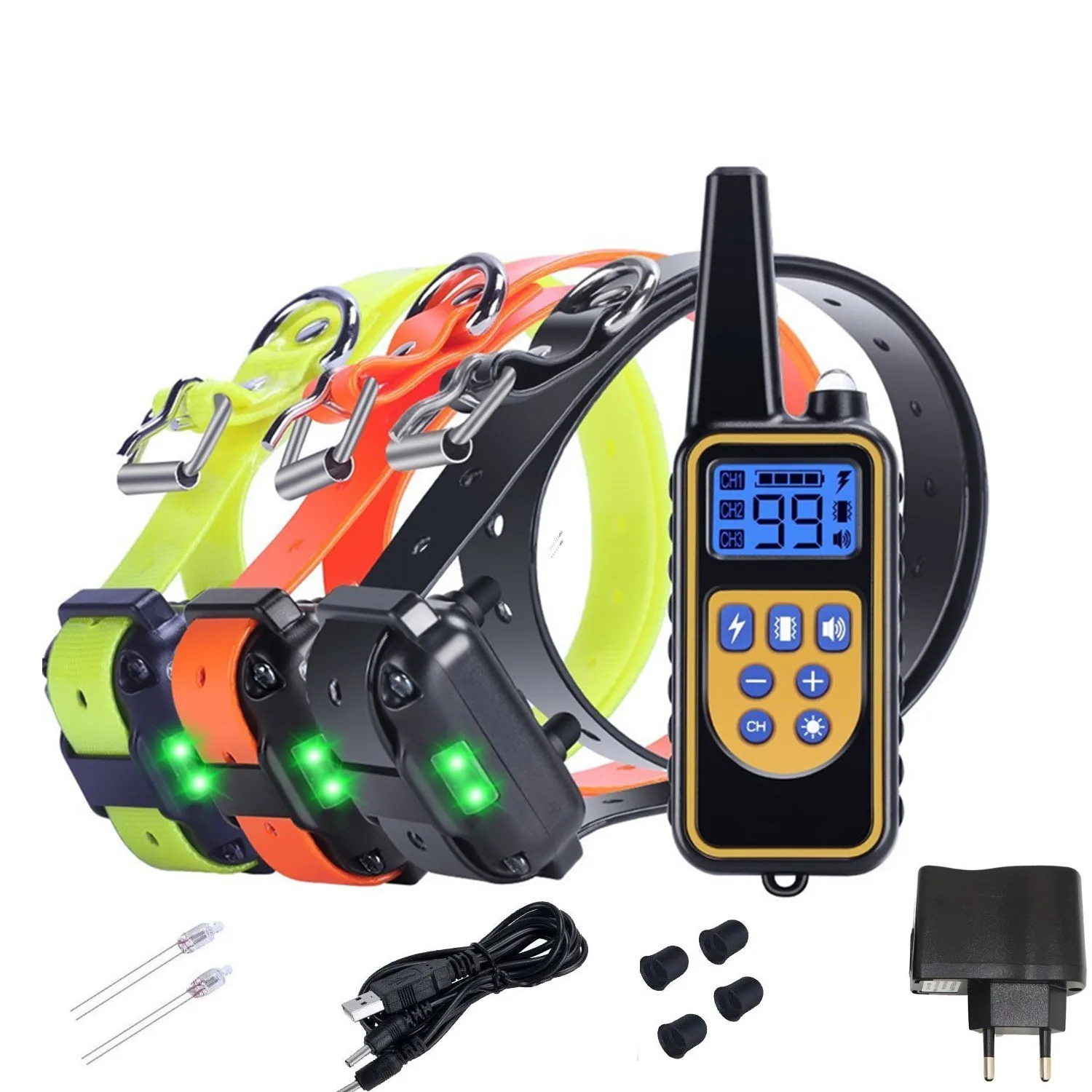 800M Pet Dog Training Collar Eectric Shock Collar For Dogs IP7 Diving Waterproof Remote Control Dog Device Charging LCD Display