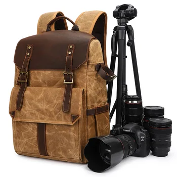 

Professional Photographic Camera Backpack Waterproof Batik Canvas Shoulders Protect Bag for Canon Nikon Sony SLR Lens Tripod