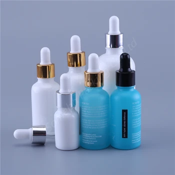 

500pcs 10ml 30ml 50ml 100ml pearl white glass Essential oil bottle serum bottles cosmetic packaging bottle with dropper