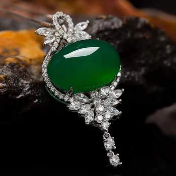 

tGreen Chalcedony Crystal Agate Pendant