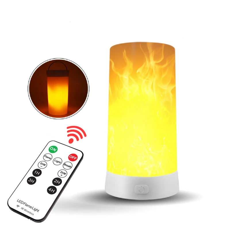 

LED Flame Effect Night Light Fire Flickering Remote Control USB Rechargeable Waterproof Bulb Emulation 3 Modes Magnetic Led Lamp