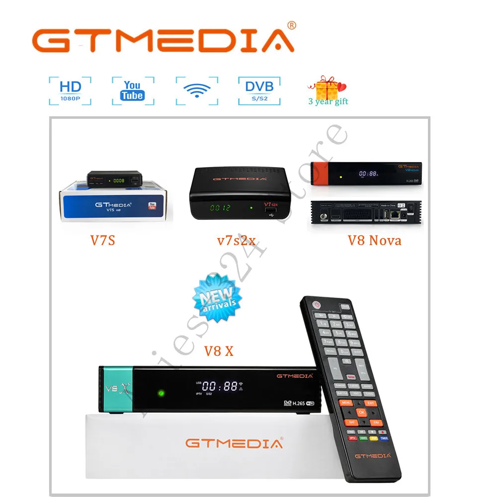 

New model GTmedia V8X Built in Wifi Update by GTmedia V8 NOVA DVB-S2 h.265 1080P no app include